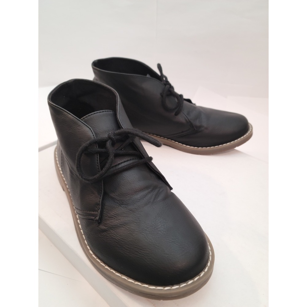The Children's Place Chukka Boots Kids Black Faux Leather Lace Up Size 5